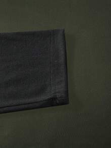 Camiseta de manga larga con cuello redondo y color contrastante para hombres de talla grande, uso diario versátil - Verde militar - Ver 4