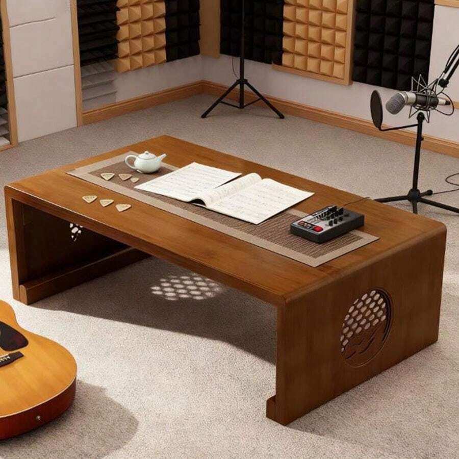 Folding Coffee Table, Without Assembly, Japanese Floor Table, Foldable, Unique And Portable Japanese Style Low Tea Table, Bamboo Low Table Is Suitable For Tatami Home Decoration In Living Room, Dining Room And Tea Room - 胡桃木 - 查看 1