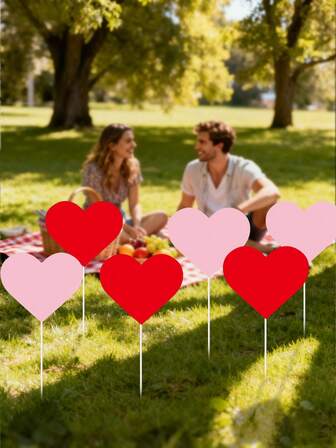 12pcs-Outdoor Garden Decor Heart Stakes, Spring Garden Decoration, Valentine's Day Red Heart Yard Stakes, Valentine's Day Yard Signs With Valentine Decorative Garden Stakes For Holiday Pathway Lawn Walkway Patio Party Wedding Anniversary, Valentine's Day Heart Ornaments Decoration, Valentine's Day Gifts, Party Supplies, Home Decor, Christmas Decorations