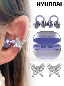 Mehrfarbige, tropfenförmige silberne Schmetterlingsohrringe