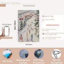 1pc Vintage Winter Ski Scene Watercolor Poster - Unframed, Scenic Snowy Landscape With Skiers And Gondolas, Ideal For Home Or Office Decor, Perfect For Christmas, Easter, Valentine'S Day, Anniversaries, And Beach Parties, Vibrant Wall Art For Indoor Or Outdoor Use, Winter Wonderland Decor Home Decor Christmas Decorations Room Decor