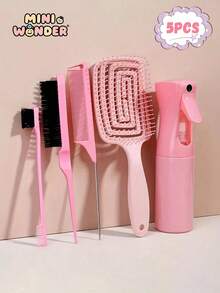 5pcs/4pcs/2pcs Comb Set, 6.8oz/200ml Continuous Fine Mist Spray Bottle, Suitable For Adult And Girl Hair, Fun Combs, Rat Tail Comb Edge, Suitable For Hairstyling And Hairstylists - Multicolor - View 1
