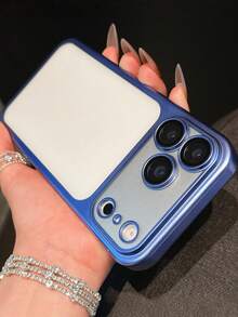 1pc Minimalist Ice Feel Clear Matte Electroplated Camera Protection Case Compatible With IPhone 17 Pro Max Plus Transparent With Lens Film - Blue - View 3