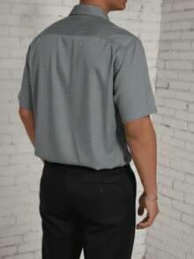 Camisa casual hombre impala manga corta con botones y cuello clásico SLIM FIT| camisa hombre, camisa manga corta, camisa casual, camisa botones, camisa cuello clásico, camisa fresca, camisa moderna, camisa ligera, camisa versátil, camisa básica hombre - Gris Oscuro - Ver 2