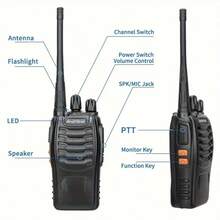 2pcs BF 888S Amateur Radio Handheld Two Way Radio, UHF Portable Walkie Talkies, 3, 7V For Adults, Hiking Biking Camping - màu đen - Xem 8