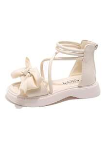 1 Pair Girls' Butterfly Design Princess Sandals, Summer New Soft Bottom High-Top Roman Sandals For Big Kids - Beige - View 6