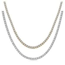 MDFUN 18K白金镀层网球项链 | 3.0毫米圆形切割立方氧化锆仿水钻网球链