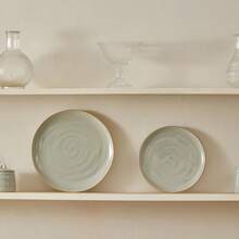 Light Sage Green 10 Inch Stoneware Dinner Plates Set Set Of 4 Microwave And Dishwasher  For Main Course Steak Pasta - Sage - View 5