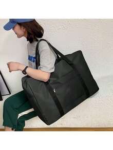 1PCS Travel Duffel Bag, Airlines Personal Item Bag Airlines Carry On Luggage Bag, Weekender Bag For Women And Men,Household Foldable Storage Bags Moving Bags Moving Heavy Duty Storage Bags, Quilt Storage Bags With Durable Handles For Clothes - 黑色 - 查看 3
