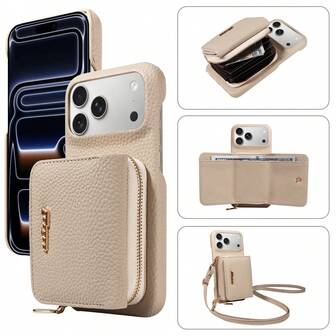 1 件装多功能鳄鱼纹拉链钱包式手机壳，带卡槽，兼容 Apple 17 Pro Max/17 Pro/17/Air/16 Pro Max/16/15/14/13 及系列