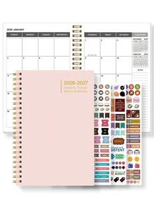 Trees 2026-2027 年计划本，每周和每月笔记本，螺旋日历，学术预约簿，议程日记本，可提高工作效率，8*6 英寸