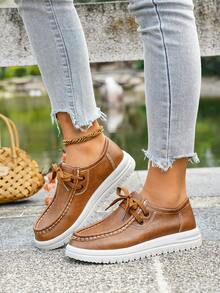 Zapatos planos de mujer de estilo casual, cómodos y de suela blanda, elegantes para uso diario en todas las estaciones - Marrón - Ver 5