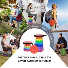 1 piesă de scaun de camping pliabil, cu înălțime reglabilă și extensibilă, portocaliu curcubeu, portabil, cu o capacitate de încărcare de 500 kg, reglabil pe mai multe niveluri, eliberând picioarele pentru călătorii în aer liber, portabil și pliabil atât pentru uz exterior, cât și pentru uz casnic.