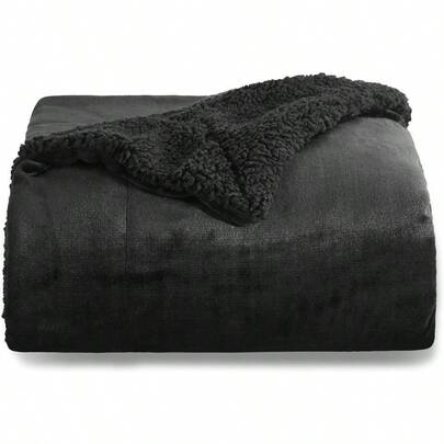Sherpa Fleece Throw Blanket For Couch Thick And Warm Blanket For Winter Soft Fuzzy Throws For Sofa Black 50x60 Inches