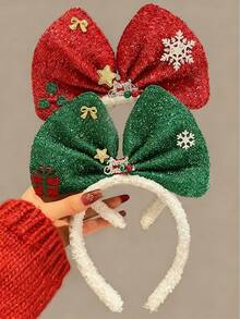 1 Stück Damen süße große Schleife Haarband, geeignet für Weihnachtspartys