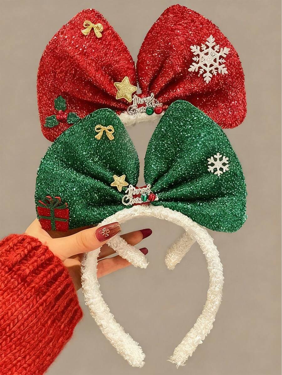 1 Stück Damen süße große Schleife Haarband, geeignet für Weihnachtspartys