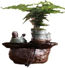 Nueva fuente de agua de cerámica estilo chino, adorno de rueda Feng Shui, humidificador para decoración de sala de estar, regalo de inauguración de casa /258 - Marrón - Ver 1