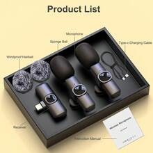 HITOZON Professional Wireless Lavalier Microphone For Smartphone,Wireless Microphone Plug-Play,Lapel Mic For Video Recording,Teaching, Interviews,Podcast,Cordless Omnidirectional Condenser Recording Mic For Vlog - Black B - View 9