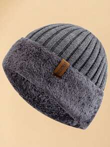 URGENTMAN 1 pieza Gorro de punto con decoración de letras, abrigado y forrado, gorro de invierno de moda para Navidad para hombres, gorro de esquí