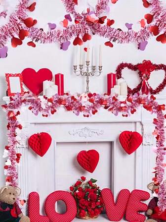 1pc 200cm/78.74inch Valentine's Day Ribbon Heart Decoration, Suitable For Proposal/Confession Venue Decoration, Wedding Room Decoration, Wedding Decoration, Restaurant Ambiance Decoration.