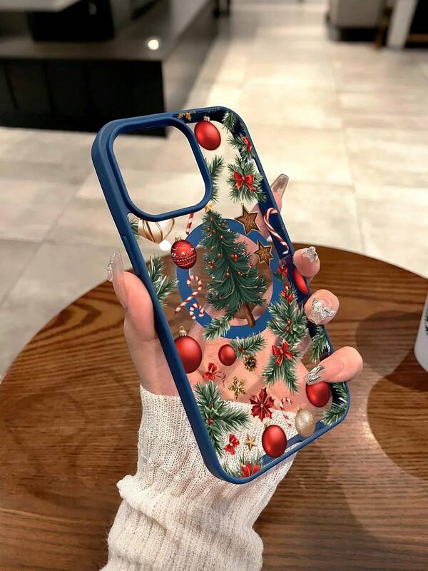 Weihnachtsbaum Muster Transparente magnetische Handyhülle für iPhone 17 16 15 14 13 12 11 Pro Max Plus Air,Acryl + TPU Phone Case & Stoßfeste, Cases, Geschenkidee für Männer und Frauen, Handy Zubehör, Handyhülle, Handyhüllen