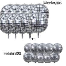 10个/22英寸迪斯科圆形4D铝箔气球，适用于毕业派对、婚礼、派对装饰、圣诞装饰、家居圣诞礼物、圣诞饰品 - 銀色 - 查看 10