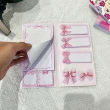 Teacher's Day Themed Notepad & Sticker Set, Cute Animal Cartoon Sticky Notes, Memo Pads For Planners, Journals, Diaries, Office Supplies, Appreciation Gift Idea - 粉色 - 查看 5