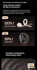 Cuffie Bluetooth Lenovo EA360: Bluetooth 5.4 senza fili, design con gancio per l'orecchio, lunga durata della batteria, adatte per lo sport, comfort e durata d'uso. - Sakura Bianco - Visualizzare 4