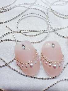 1米DIY美甲超薄0.8毫米银铜珠链，节日礼物美甲用品美甲饰品美甲宝石 - 彩色 - 查看 1