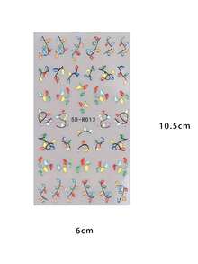 2 Peças de Adesivos de Arte de Unhas com Relevo de Iluminação Colorida de Natal - Design de Arte DIY de Luzes de Néon, Papai Noel, Rena e Estrelas em Vermelho, Amarelo, Verde e Azul para Natal e Ano Novo, Adequado para o Dia a Dia, Casamentos e Feriados das Mulheres. Adesivos de Arte de Unhas Descartáveis com Tema Cartoon e Simples, Fáceis de Colar, Decoração de Salão de Beleza