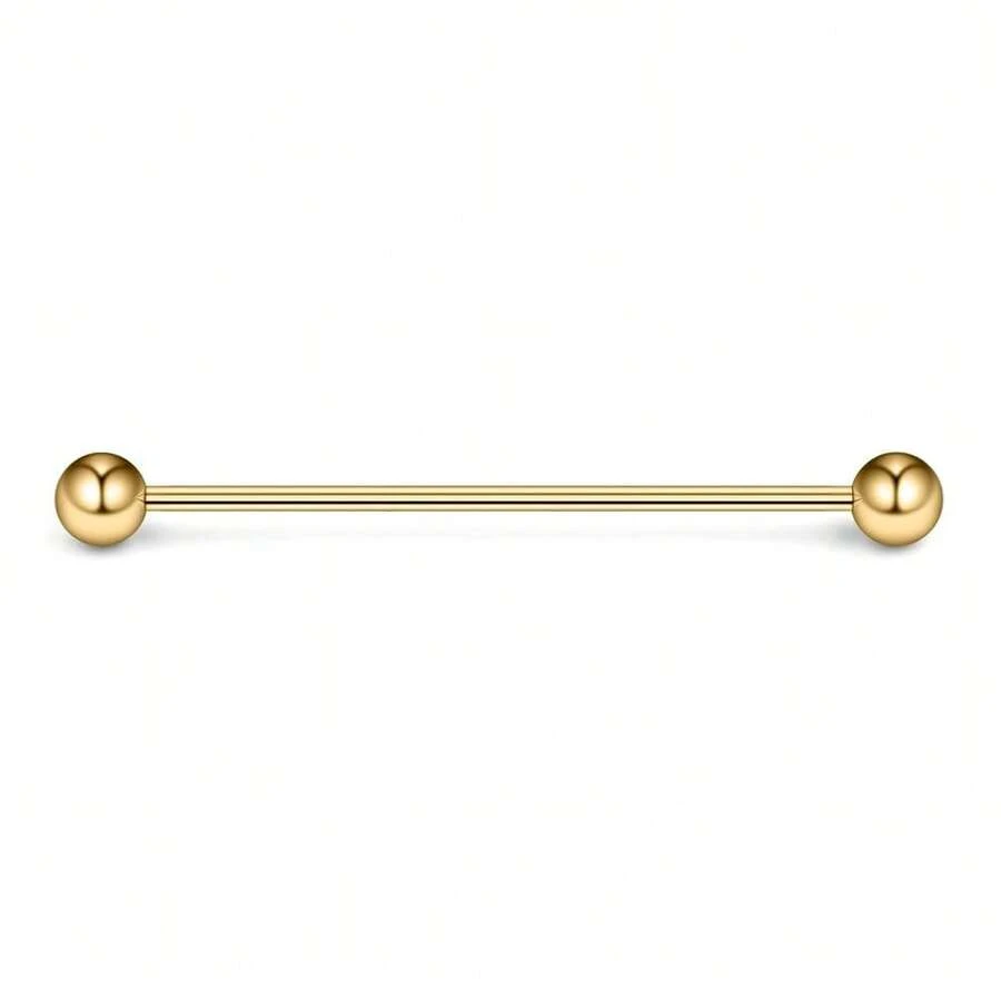 Ruifan 16 Gauge Industrial Barbell Cartilage Earring Body Piercing Jewelry 1 1/2 Inch(38mm){Inchcolor_nameinch:InchGoldinch} - Gold - 查看 1