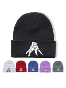 1pc Embroidered "LONDON" Knit Beanie, Y2K Style, Casual Versatile Winter Unisex Warm Hat Suitable For Streetwear, Outdoor, Commuting - Knitted Hat - View 10