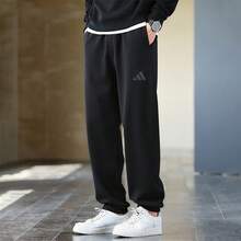 Adidas Pantalones de chándal con forro polar cálido para hombres, pantalones de chándal holgados de punto informal