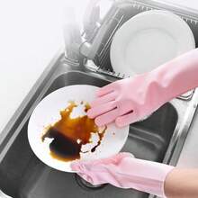 1pc Silicone Dishwashing Gloves, Durable Waterproof Kitchen Cleaning Gloves, Pet Bathing Gloves For Dogs & Cats, Specialized Durable Waterproof Rubber Gloves - Multicolor - View 3