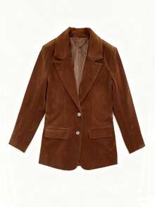 Women's Velvet Blazer , Classic Lapel Collar Double-Breasted Hollow Neck Design , Urban Chic Mix And Match Commuter , Suitable For Business Office Bar Party Fashion Street Photography