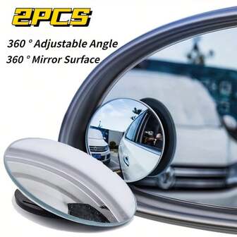 Adjustable Round Rearview Mirrors 2pcs 360° Mirrors Wide Angle Adjustable Rotation Round Car Rearview Auxiliary Blind Spot Mirror Car Accessories