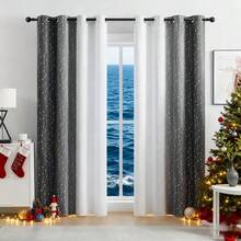 1pc Rainbow Gradient Blackout Curtain, Thermal Insulated, Top Eyelet, Darkens Entire Room, Suitable For Living Room, Bedroom, Balcony, Home Decor, Holiday Gift - Black and White - View 1