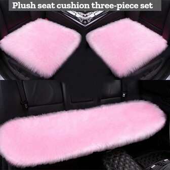 3件套保暖毛绒汽车座椅垫，豪华防滑座垫，适用于大多数车型，冬季适用