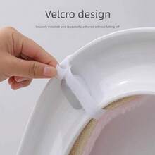 OBOVAY Cartoon Cat Oval Self-Adhesive Toilet Seat Cover, Reusable Soft Plush Bathroom Toilet Lid Mat, Heart & Paw Print Design, Suitable For All Seasons - Multicolor - View 9