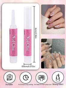 Nail Glue, Super Strong Nail Glue For Acrylic Nails Long Lasting Professional Nail Tip Glue For Press On Nails Bond For Acrylic Nails Adhesive Nail Glue For False Nail Tips 2g/0.07OZ/PCS