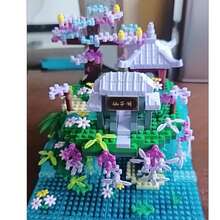 2000+Pcs Micro Particle Fairy Pavilion Cherry Blossom Building Block Series, Chinese Style Decor, Suitable For Home Decoration, Holiday Atmosphere, Birthday, Thanksgiving, Christmas Tree House Gift - Multicolor - View 3