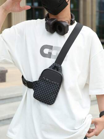 TIANDINGYU Classic Fashion Men PU Chest Bag Mini Coin Purse Key Eyeglasses Phone Storage Bag, Casual Street Commuter Pouch