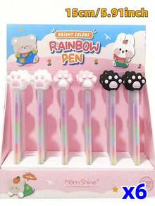 1pc/3pcs/6pcs Colorful Spiral Neutral Pens, Cat Paw Pastel Pens, Gradient Color Planner Pens, Dreamlike Doodle Rainbow Pens, Multi-Color In One Pen, High-Quality Creative Student Stationery Pens, DIY Graffiti Drawing Pens, Suitable For Sketching And Painting, Professional Drawing Pens For Artworks, Waterproof And Smudge-Proof, Smooth Writing