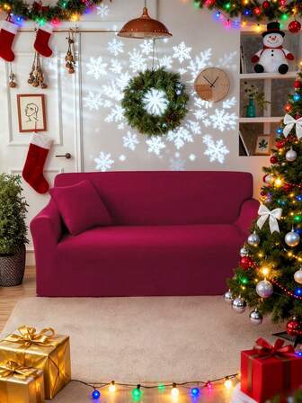 1PC Beautiful Sofa Decoration Ordinary Sofa Cover Non-Slip Elastic Milk Silk Fabric Pet Anti-Dirty Single Seat Double Seat Three Seat Four Seat Solid Red Christmas Sofa Cover Ordinary All-Inclusive Sofa Cover Four Seasons (Excluding Pillowcase)
