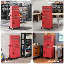 HOMCOM Lockable Tool Cabinet, 3-In-1 Rolling Tool Chest Combo With 6 Drawers And Pegboard, Detachable Steel Tool Storage Cabinet For Garage And Workshop - Red - View 9