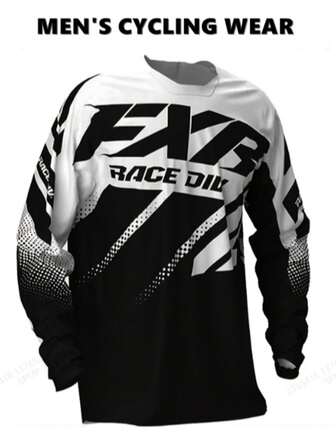 Men's Motocross Long Sleeve Jersey - Breathable, Quick-Dry Polyester With UV Protection, Red & Black Gradient Design, Full-Body Print, Perfect For Racing, Riding & Outdoor Sports