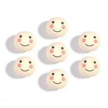 15/25/35/40pcs 20mm Happy Face Wooden Beads, Suitable For DIY Jewelry, Bracelets And Keychain Crafts - Beige - View 3