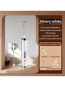 无绳电动打蛋器 小型家用电动搅拌机 黄油打发器 烘焙搅拌器 手动打蛋器 电动打蛋器 适用于饮料 牛奶 咖啡 蛋清 二合一