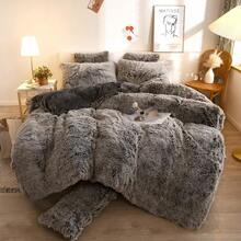 Plush Shaggy Duvet Cover Set, Ultra Soft Fluffy Bedding Sets 3 Pieces (1 Fuzzy Comforter Cover + 2 Pillow Cases), Zipper Close (, Pink), Luxury Bedding - 深灰色 - 查看 12