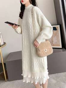 Women Sweater Dresses - trắng - Xem 3